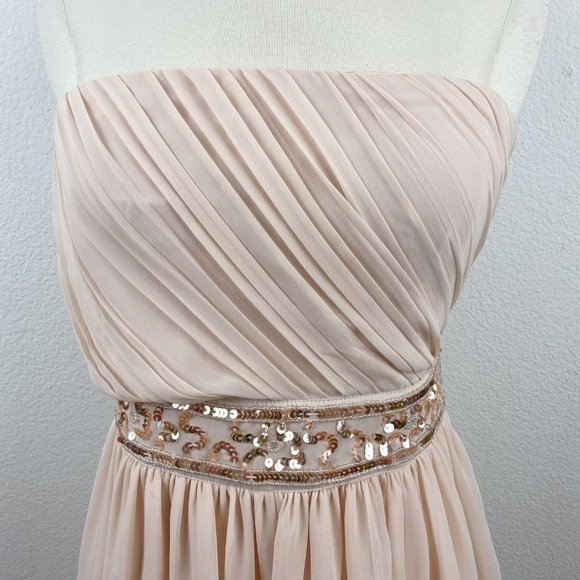 Forever 21 Pale Pink Formal Maxi Party Dress Small Whimsy Fairy Grecian Prom - Picture 12 of 13